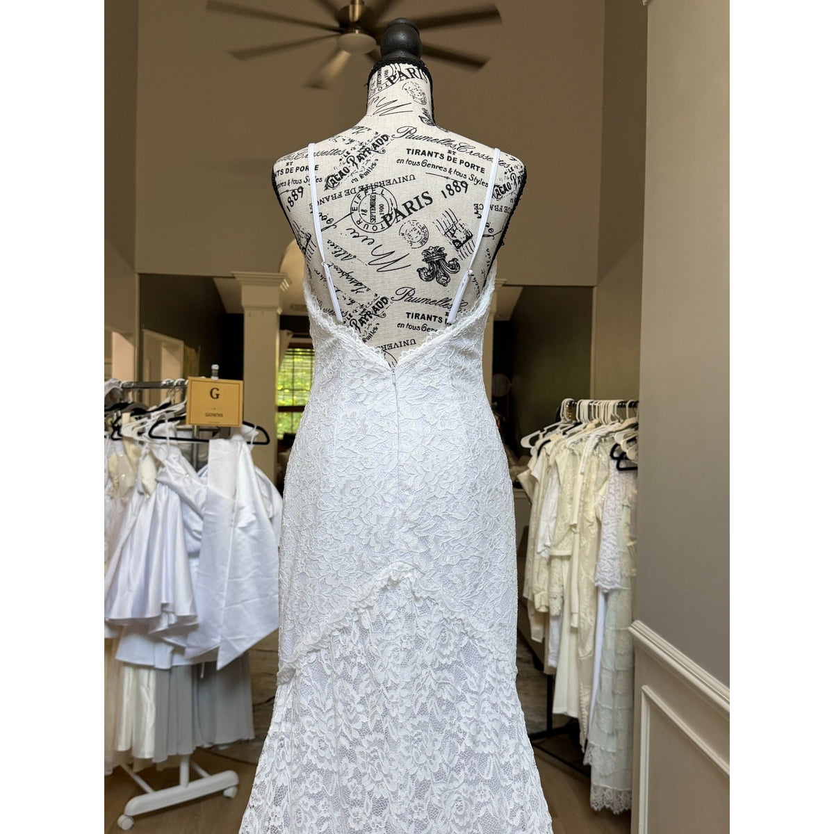 WG017 Size 10 White Lace Mermaid Wedding Gown Dress Excellent