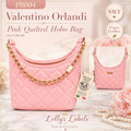PB004 Valentino Orlandi VOSB-008 Pink Quilted Vegan Leather Shoulder Bag NWT