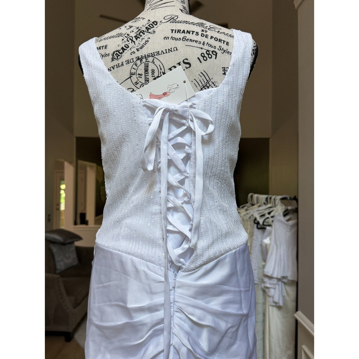 WG007 Size 4 Bright White Sparkle Corset Mermaid Wedding Gown NWT