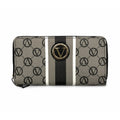 W010-Opened Vera New York Black Gray Signature Logo Zip Around Wallet NWT