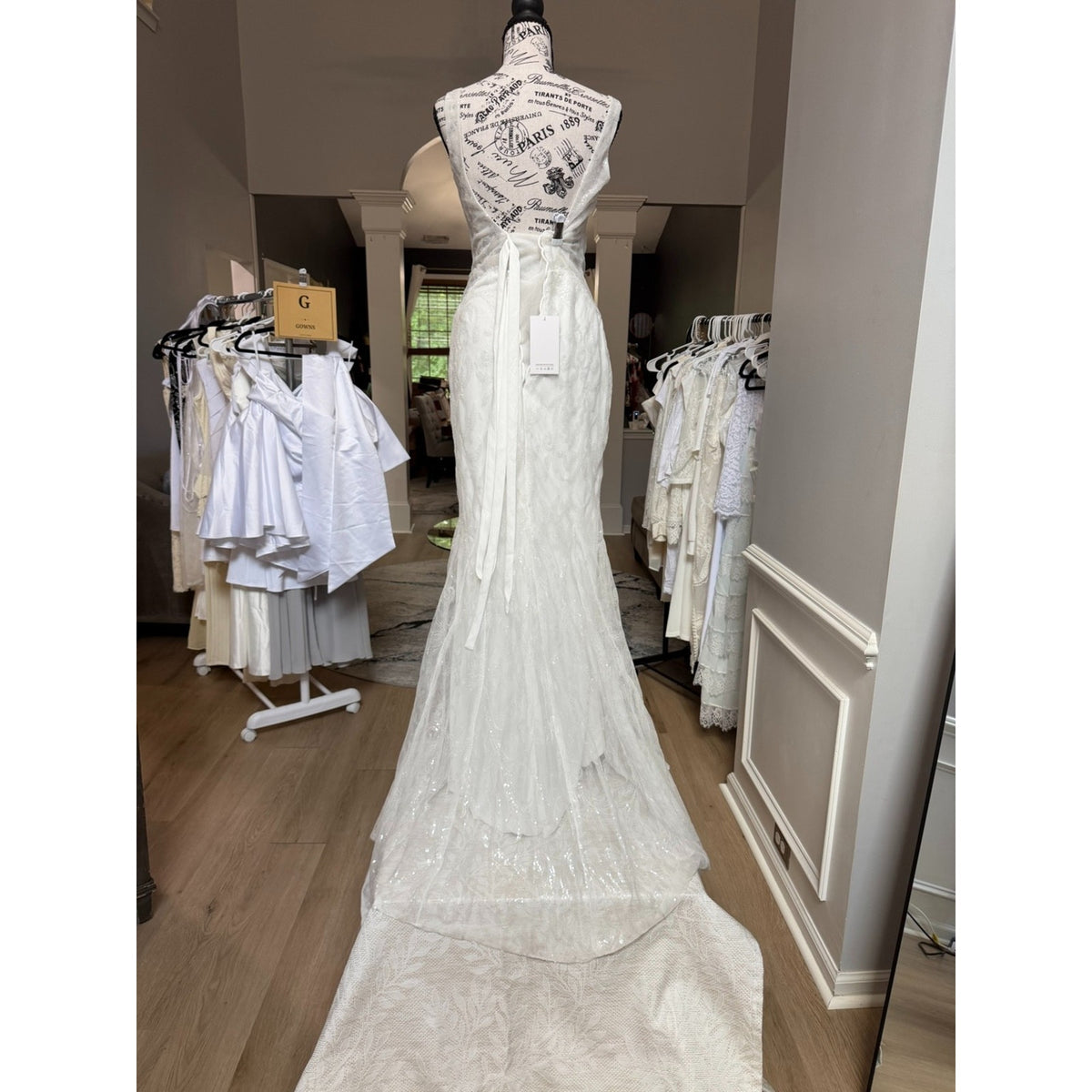 WG018 Size 4 Ivory Sequin Fit-and-Flare Corset Wedding Gown NWT