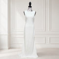WG028 Lulus - Va Va Voom White Backless Mermaid Maxi Dress