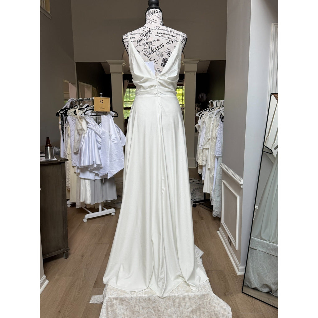 WG016 Lulus Choose Your Love White Surplice Maxi Dress Size 8 NWT