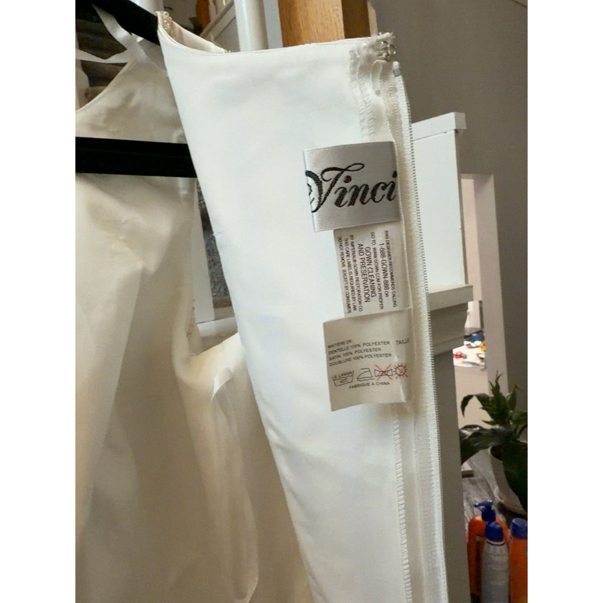 WG004 Da Vinci Size 12 Soft White Ivory Beaded Satin A-Line Wedding Dress Gown