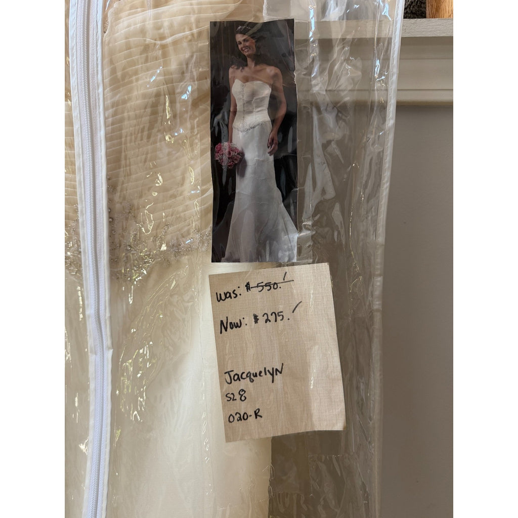 WG023 Jacquelin Exclusive 9861 Dark Ivory Strapless Ruched Beaded Trumpet Gown