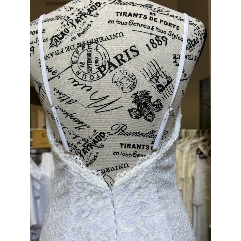 WG017 Size 10 White Lace Mermaid Wedding Gown Dress Excellent