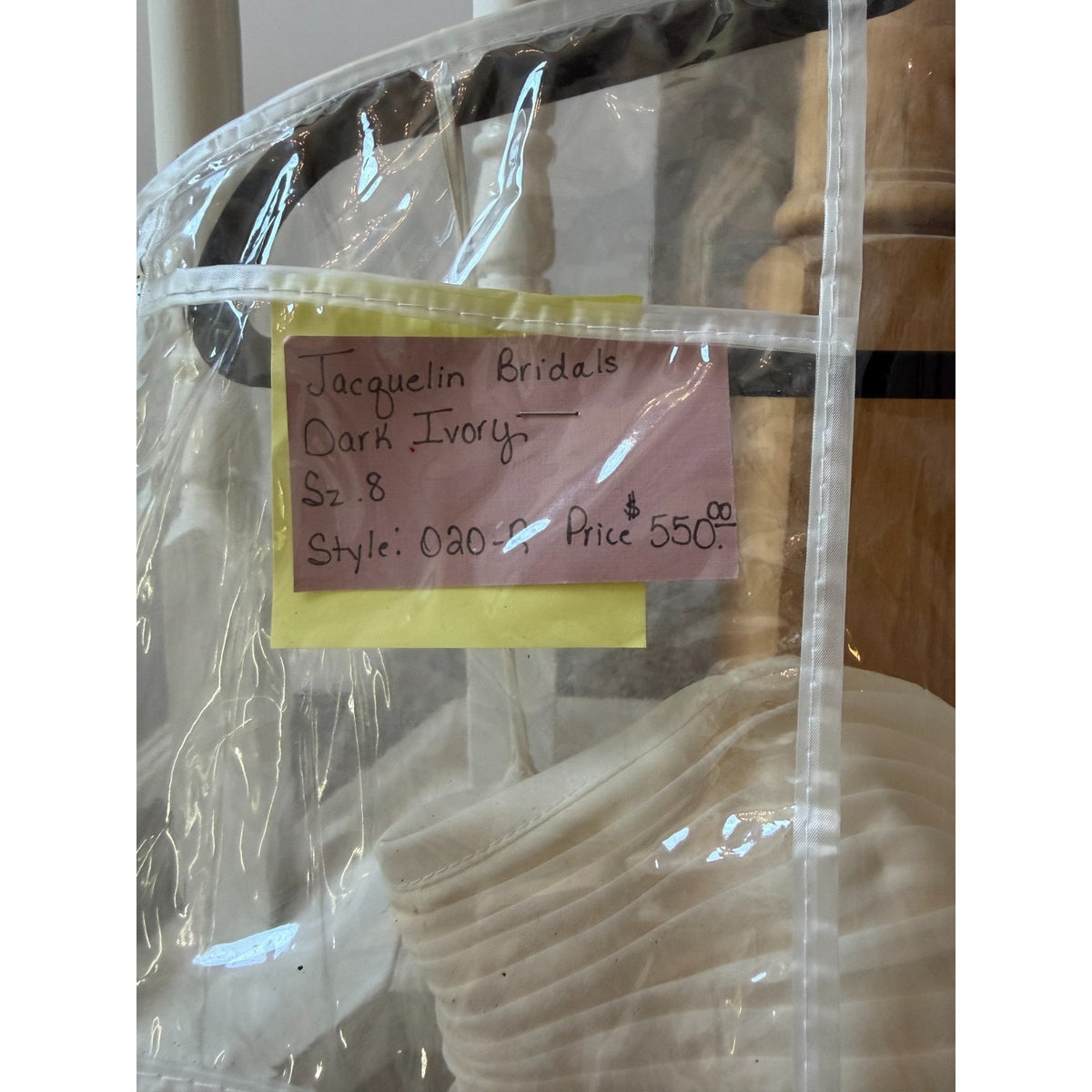 WG023 Jacquelin Exclusive 9861 Dark Ivory Strapless Ruched Beaded Trumpet Gown