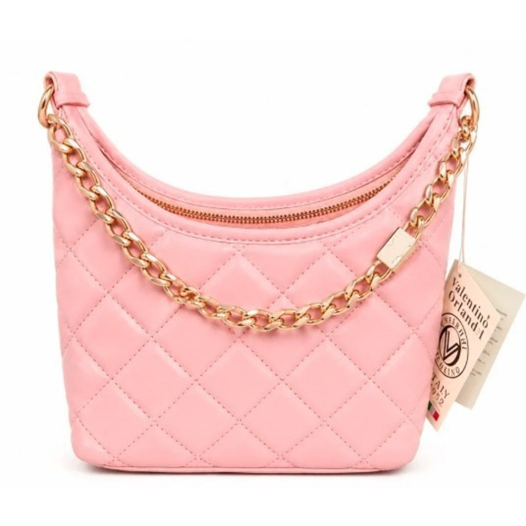 PB004 Valentino Orlandi VOSB-008 Pink Quilted Vegan Leather Shoulder Bag NWT