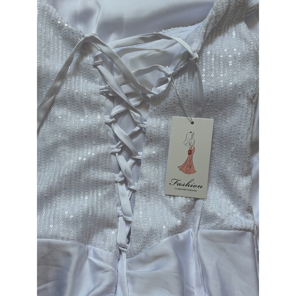 WG007 Size 4 Bright White Sparkle Corset Mermaid Wedding Gown NWT