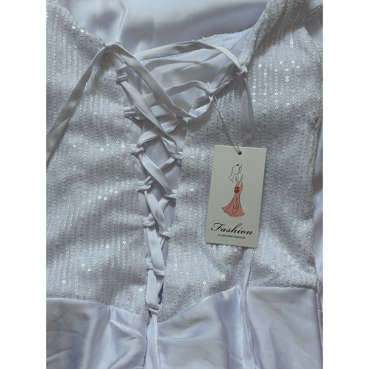 WG007 Size 4 Bright White Sparkle Corset Mermaid Wedding Gown NWT