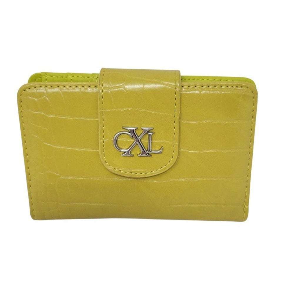 W009 CXL Christian Lacroix Forestis Croco Bi Fold Wallet Moss NWT