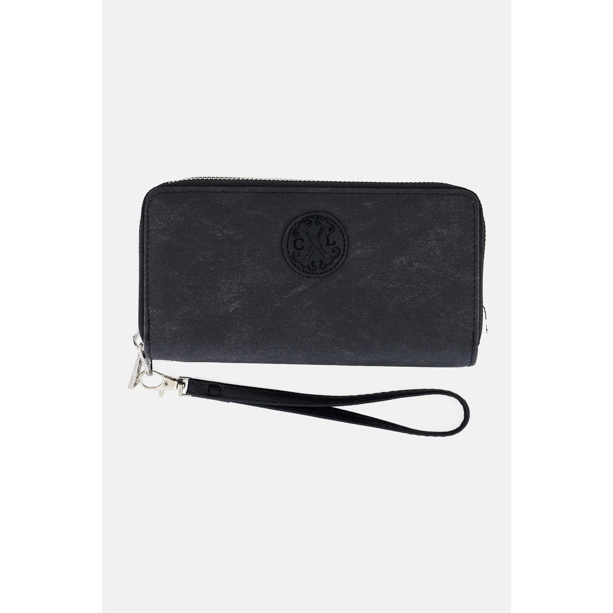 W004 CXL Christian Lacroix Ames Black Denim Double-Zip Wristlet Wallet NWT
