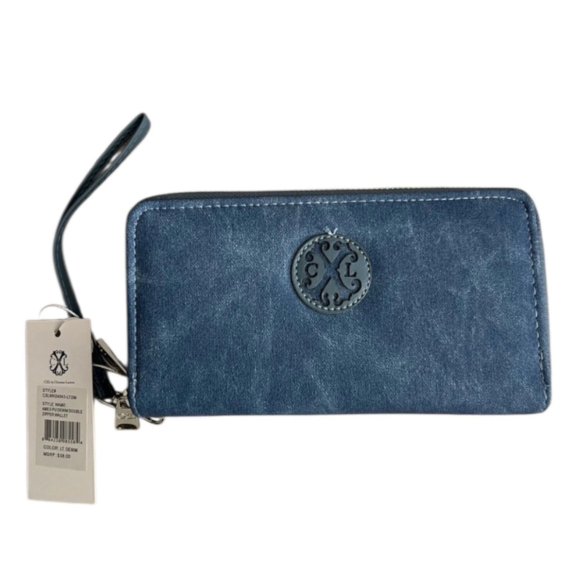 W005 CXL Christian Lacroix Ames Indigo Double-Zip Wristlet Wallet NWT