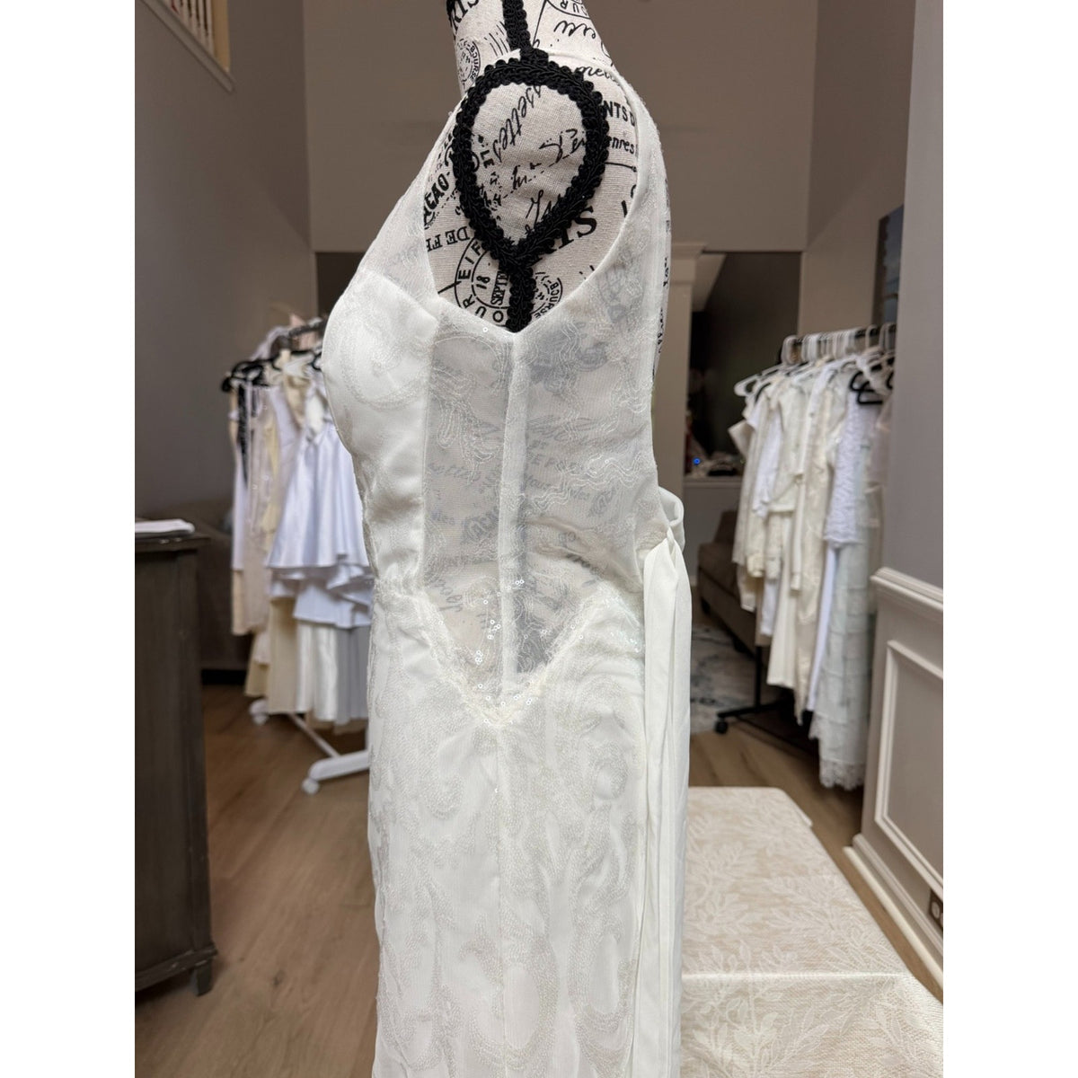 WG018 Size 4 Ivory Sequin Fit-and-Flare Corset Wedding Gown NWT