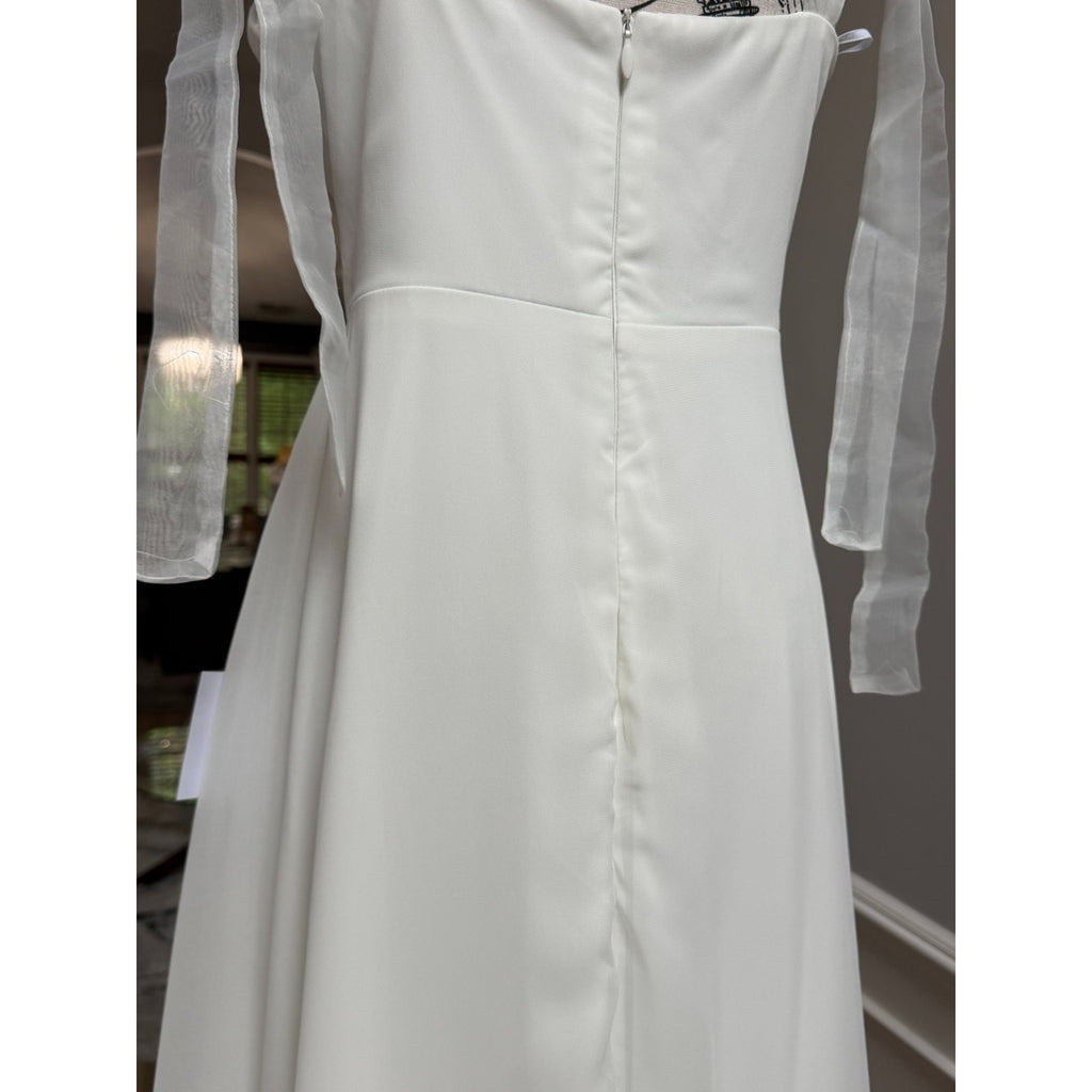 WG014 Lulus Radiant Romance White Tie-Strap Wedding Gown Size L NWT