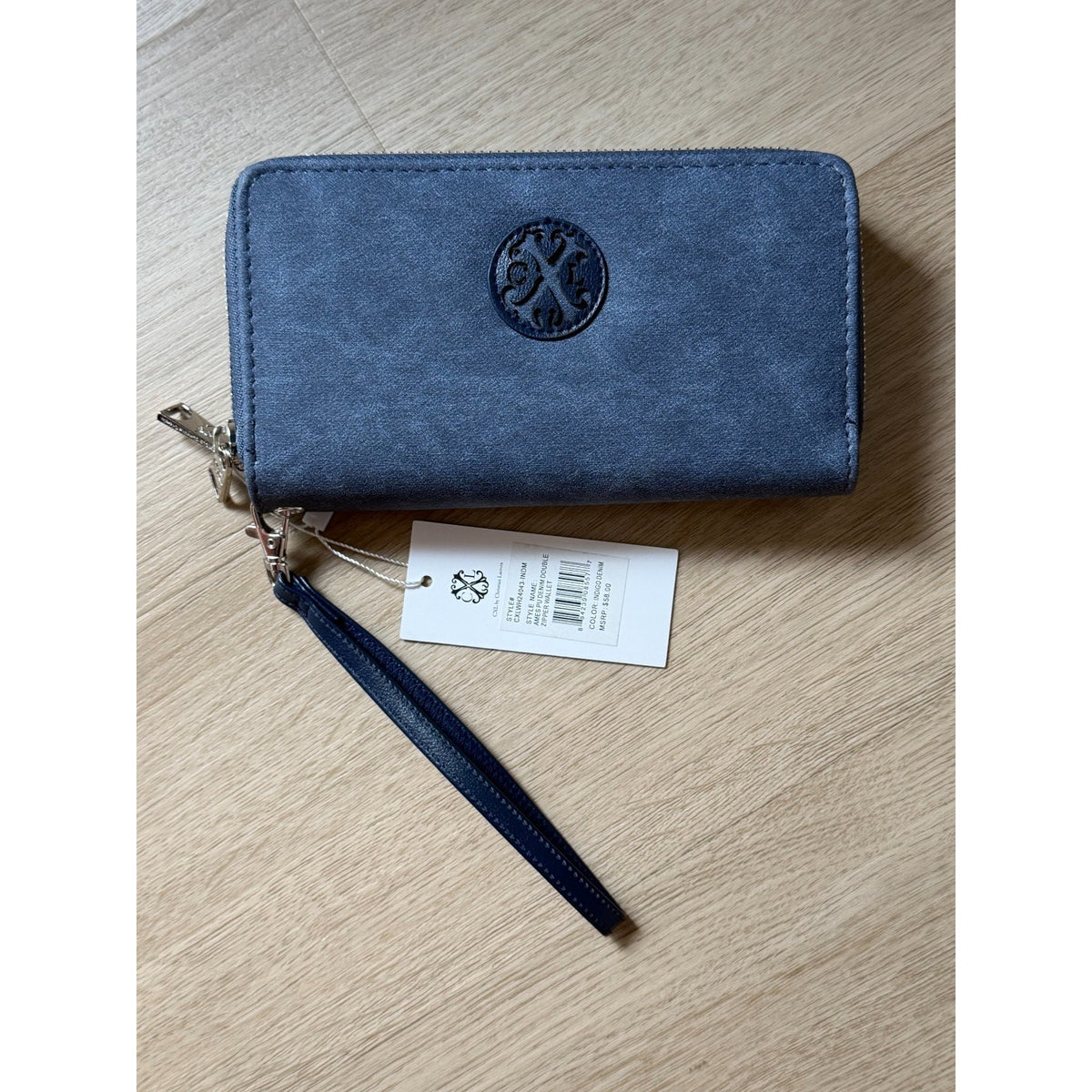 W005 CXL Christian Lacroix Ames Indigo Double-Zip Wristlet Wallet NWT