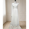 WG012 Size 16 Ivory Draped Scarf-Neck A-Line Wedding Gown NWT