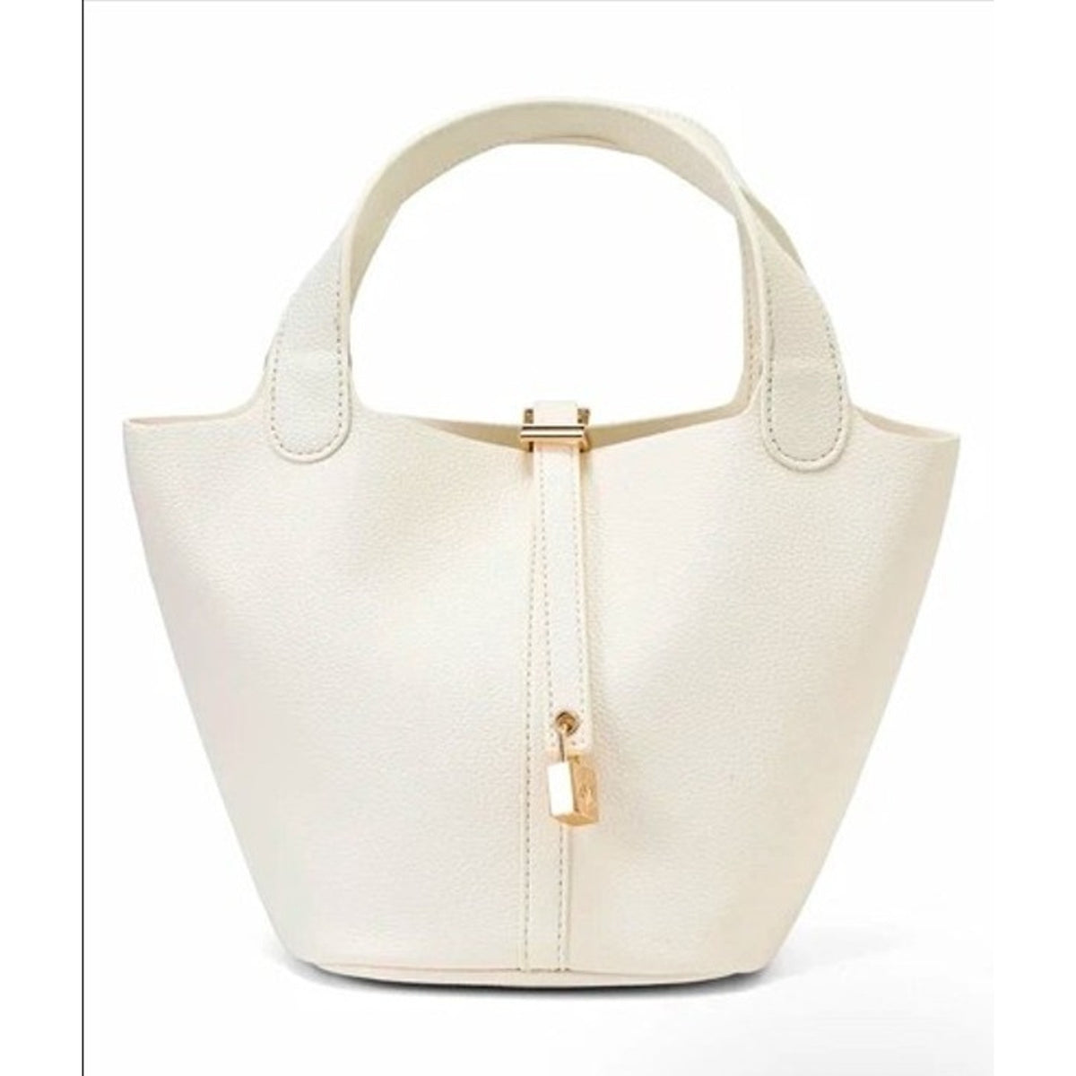 PB001 Valentino Orlandi VOSB-017 White Pebbled Bucket Tote Bag NWT