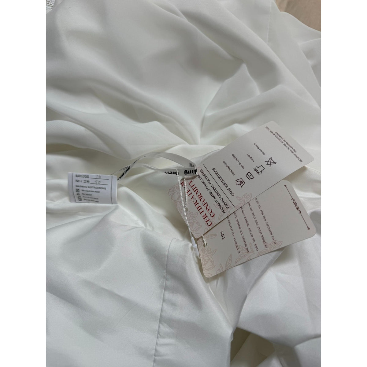 WG012 Size 16 Ivory Draped Scarf-Neck A-Line Wedding Gown NWT