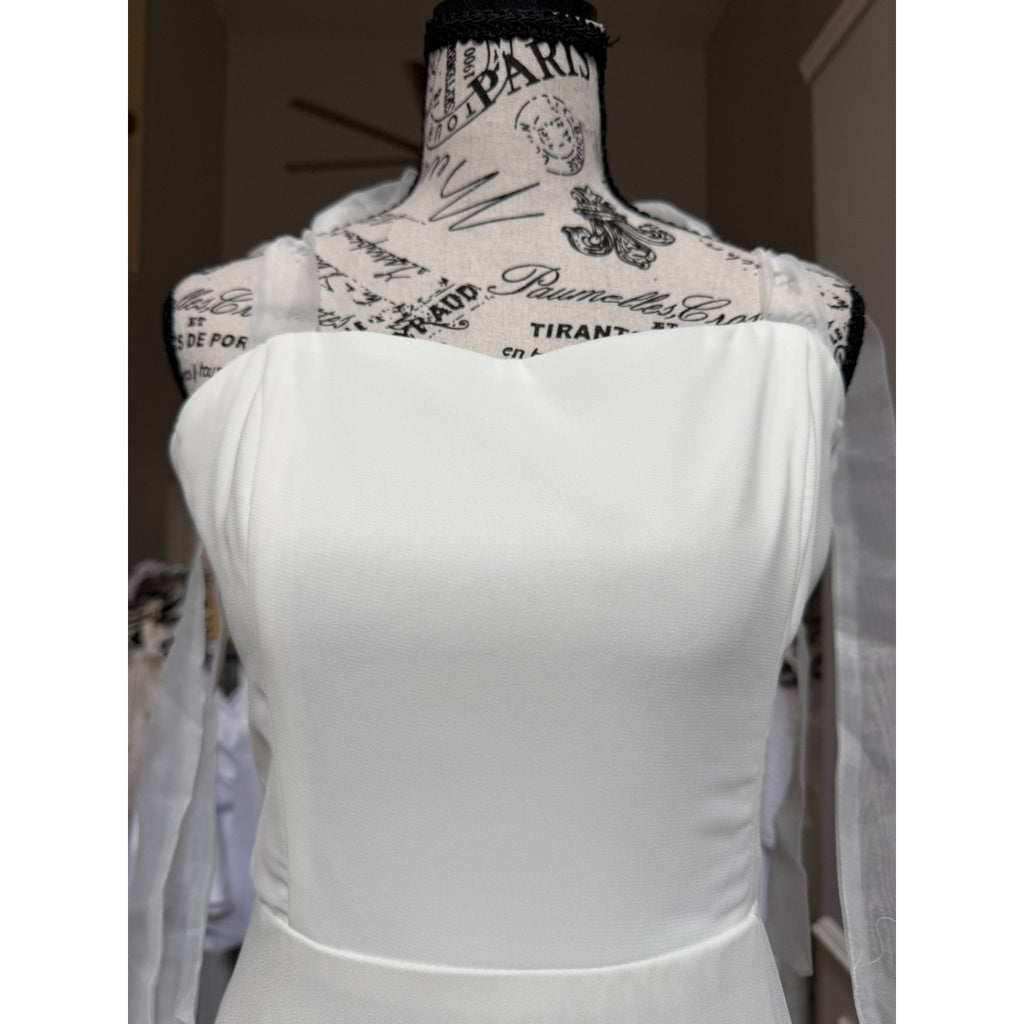 WG014 Lulus Radiant Romance White Tie-Strap Wedding Gown Size L NWT