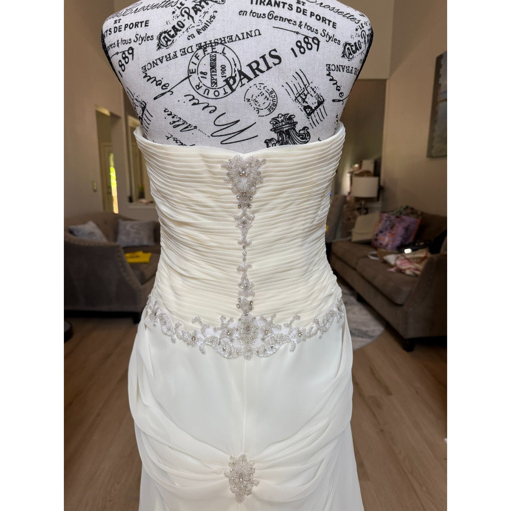 WG023 Jacquelin Exclusive 9861 Dark Ivory Strapless Ruched Beaded Trumpet Gown