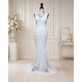 WG017 Size 10 White Lace Mermaid Wedding Gown Dress Excellent