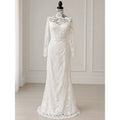 WG002 Lulus Romance Dreamer Size L White Lace Off-Shoulder Wedding Gown New