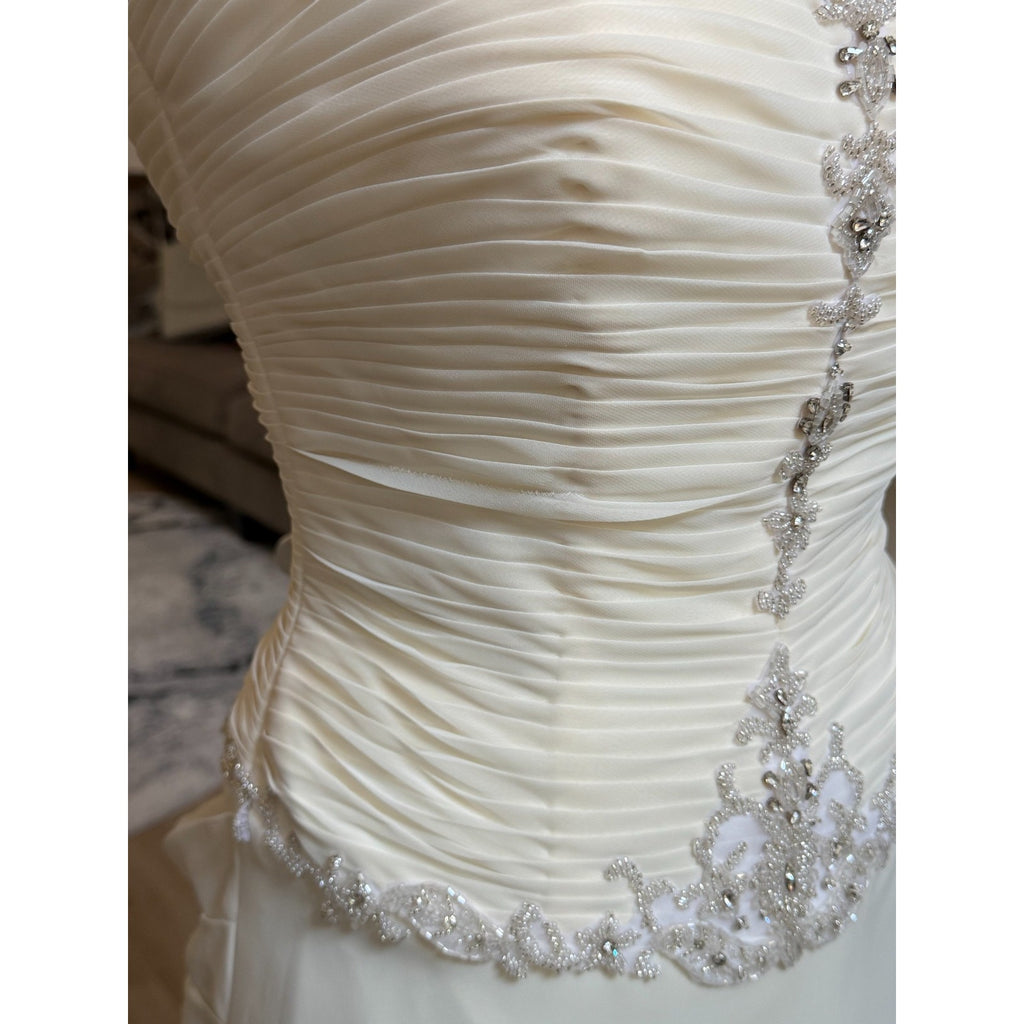 WG023 Jacquelin Exclusive 9861 Dark Ivory Strapless Ruched Beaded Trumpet Gown