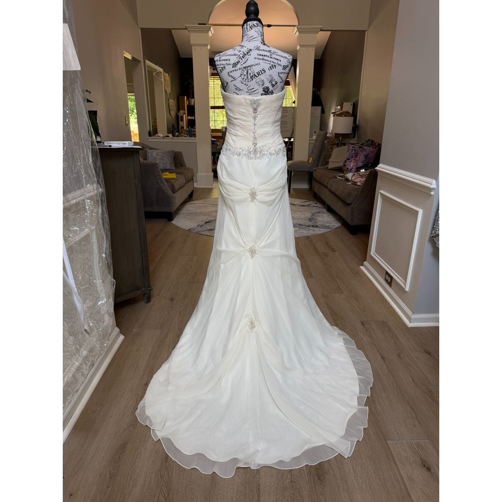 WG023 Jacquelin Exclusive 9861 Dark Ivory Strapless Ruched Beaded Trumpet Gown