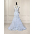 WG024 NWT White Lace Wedding Gown Size 10 V-Neck Button Back Chapel Train