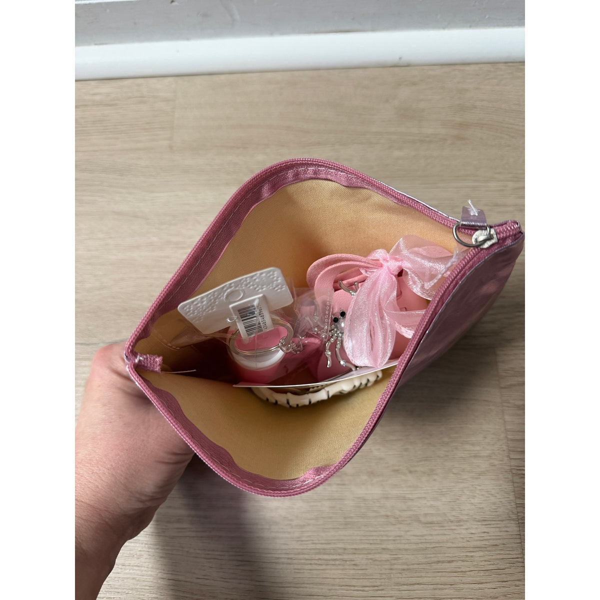 Pink Halloween Gift Set 5 Piece Mini Bag Tumbler Keychain Skeleton Hair Clip
