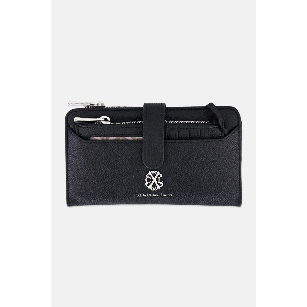W006 CXL Christian Lacroix Bryce Pebble Black ID Fold Zipper Wallet NWT