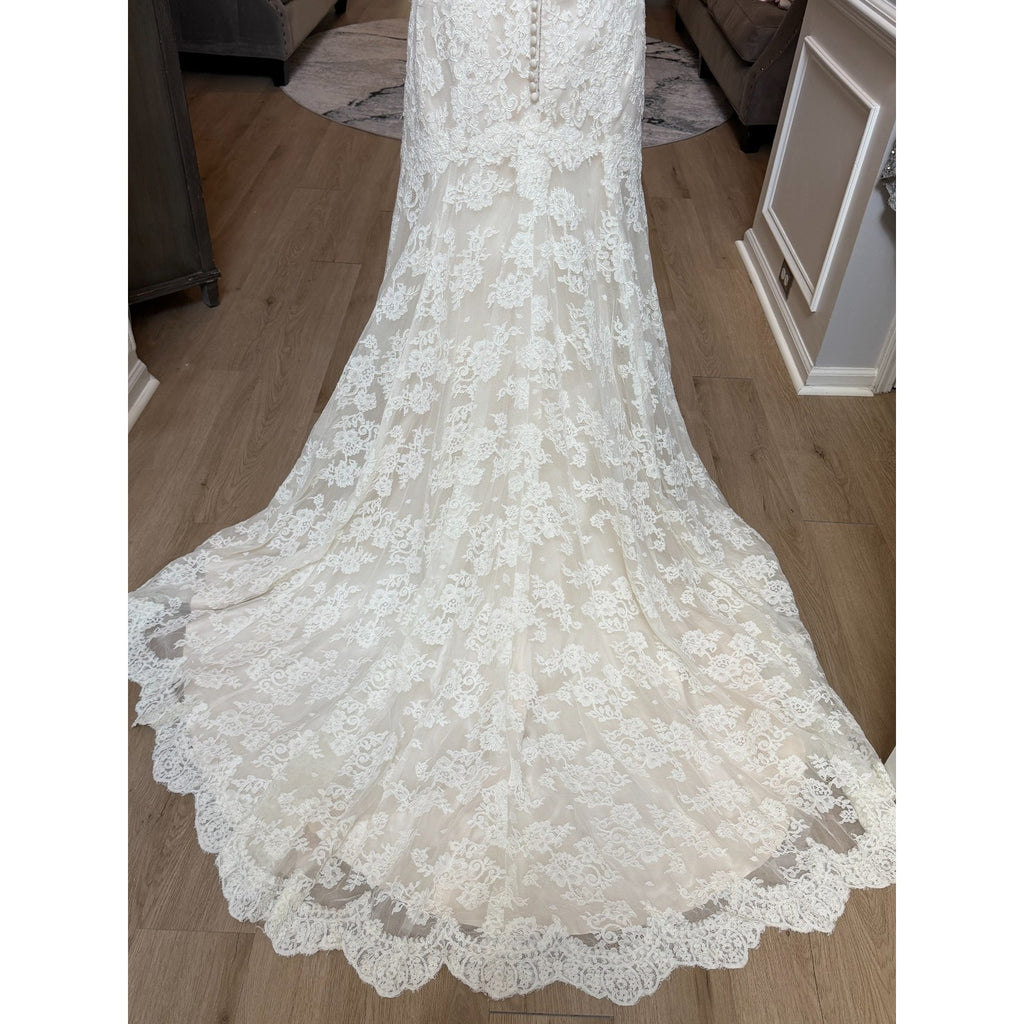 WG022 Maggie Sottero Melanie 4MS061 Ivory/Light Gold Lace Wedding Gown Sz 12