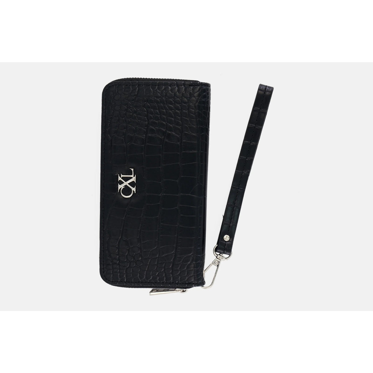 W001 Opened CXL Christian Lacroix Kara Croco Black Wristlet Wallet NWT