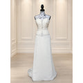 WG023 Jacquelin Exclusive 9861 Dark Ivory Strapless Ruched Beaded Trumpet Gown