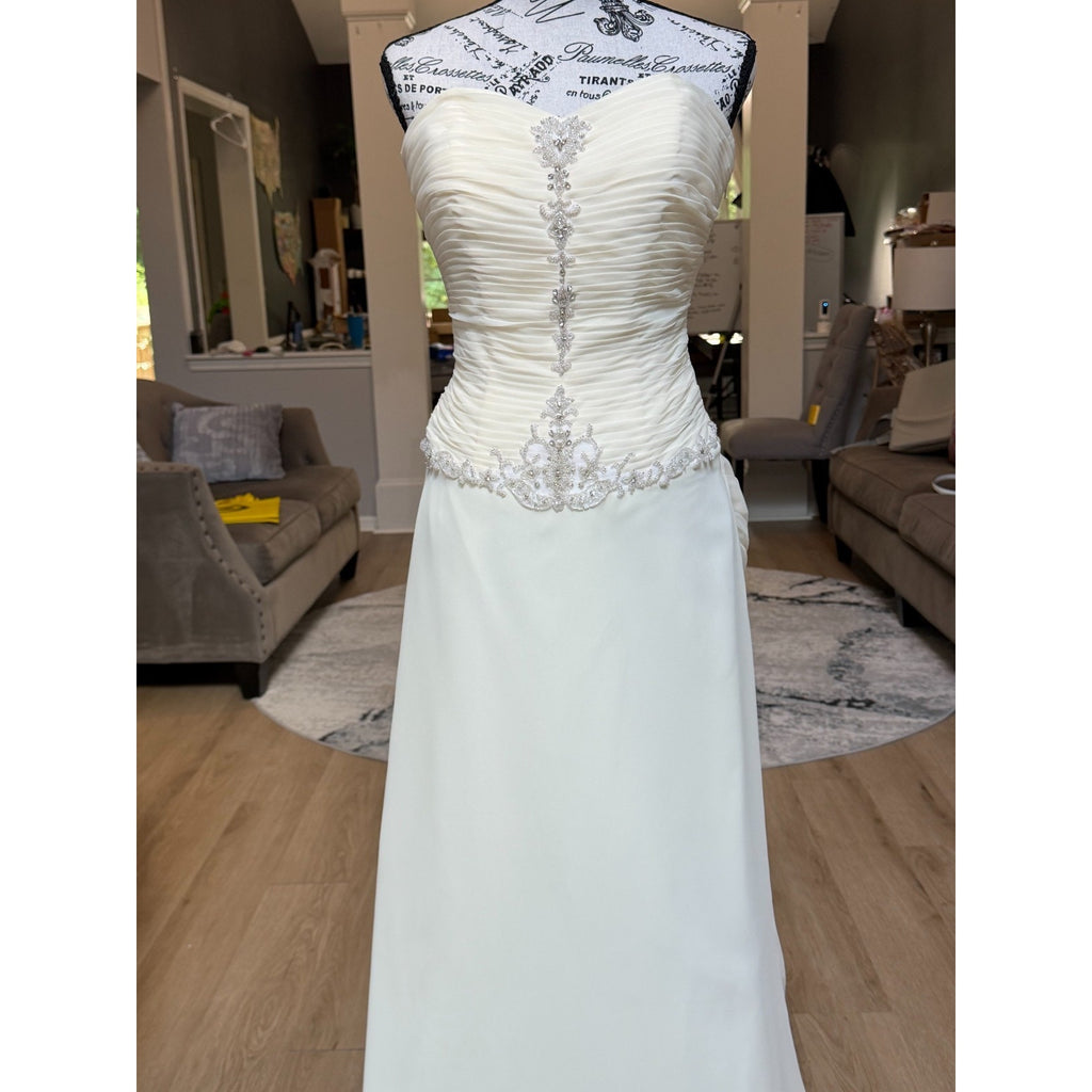 WG023 Jacquelin Exclusive 9861 Dark Ivory Strapless Ruched Beaded Trumpet Gown