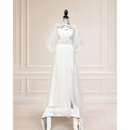 WG006 Size 12 Soft White Tulle Puff Sleeve Sweetheart A-Line Wedding Gown