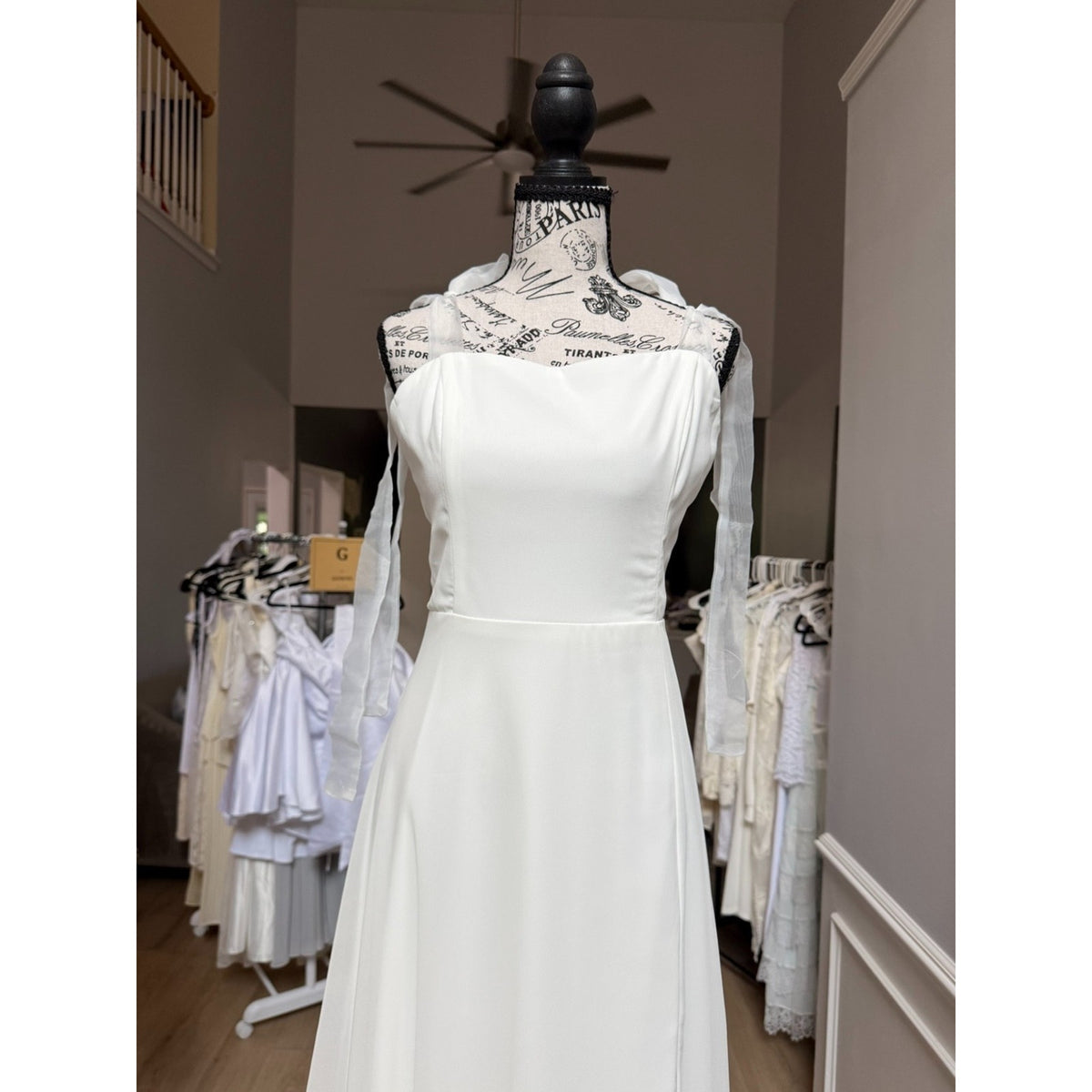 WG014 Lulus Radiant Romance White Tie-Strap Wedding Gown Size L NWT