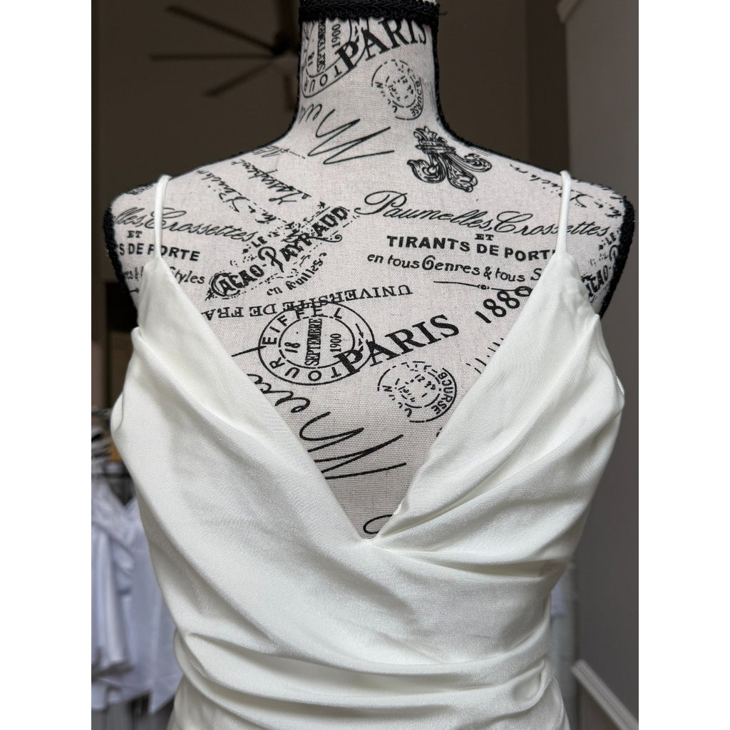 WG016 Lulus Choose Your Love White Surplice Maxi Dress Size 8 NWT